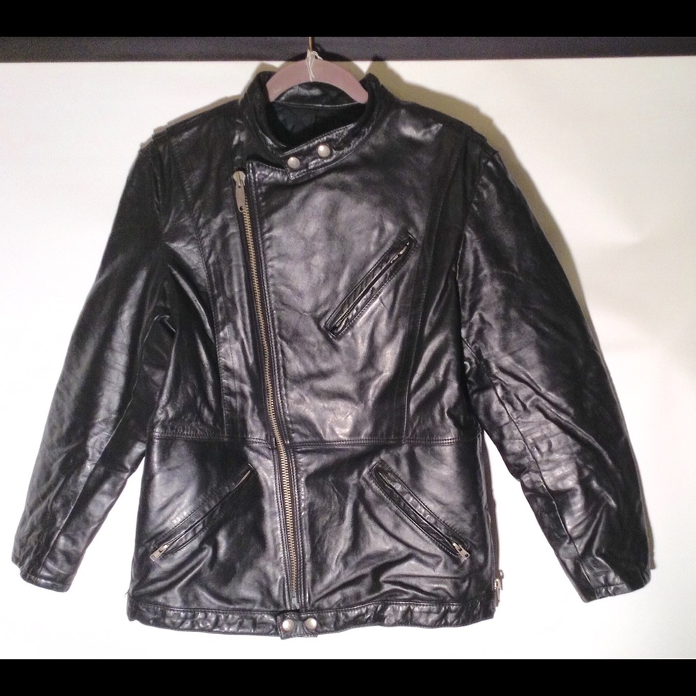 Aruspo Vintage Leather Black Moto Jacket